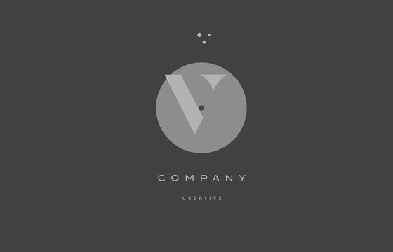 V Grey Modern Alphabet Company Letter Logo Icon