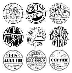 Fototapeta premium Set of round gastro signs