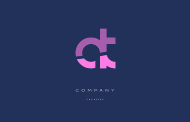 at a t  pink blue alphabet letter logo icon