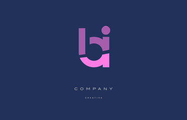 bi b i  pink blue alphabet letter logo icon