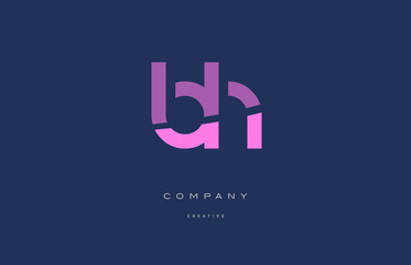 bh b h  pink blue alphabet letter logo icon