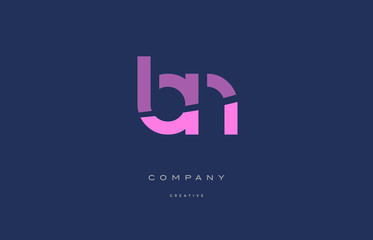 bn b n  pink blue alphabet letter logo icon
