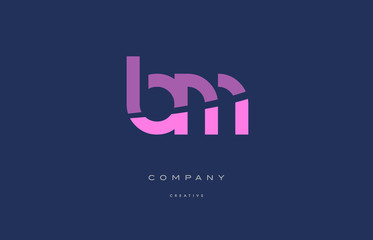 bm b m  pink blue alphabet letter logo icon