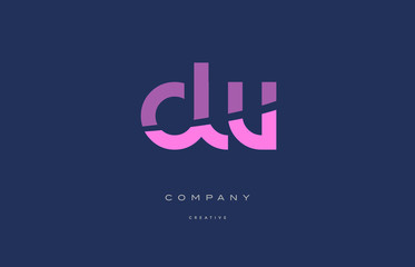 dw d w  pink blue alphabet letter logo icon