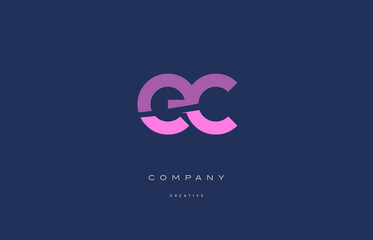 ec e c  pink blue alphabet letter logo icon - obrazy, fototapety, plakaty