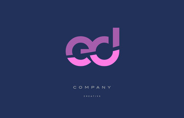 ed e d  pink blue alphabet letter logo icon