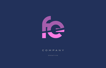 fe f e pink blue alphabet letter logo icon