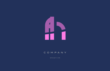 fh f h  pink blue alphabet letter logo icon