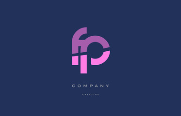 fp f p  pink blue alphabet letter logo icon