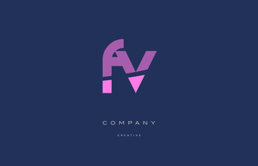 fv f v  pink blue alphabet letter logo icon