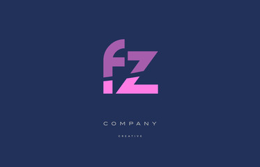 fz f z  pink blue alphabet letter logo icon