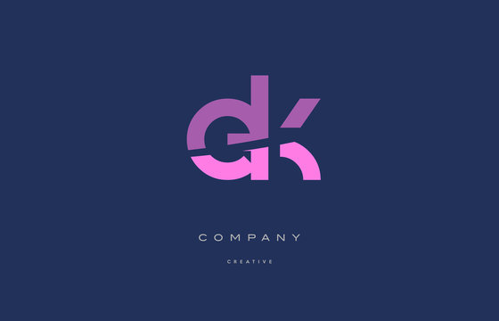 ek e k  pink blue alphabet letter logo icon