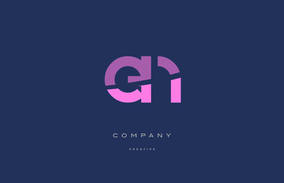 en e n  pink blue alphabet letter logo icon