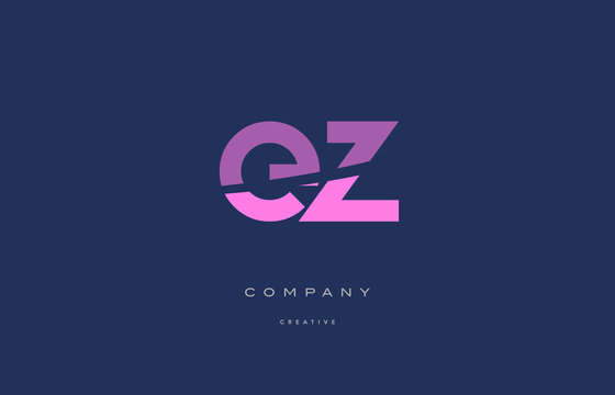 ez e z  pink blue alphabet letter logo icon