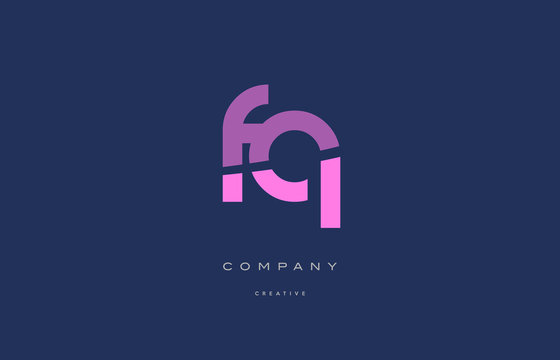 fq f q  pink blue alphabet letter logo icon