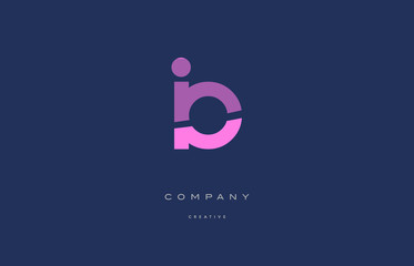 io i o  pink blue alphabet letter logo icon