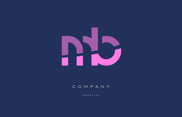 mb m b  pink blue alphabet letter logo icon