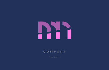mn m n  pink blue alphabet letter logo icon