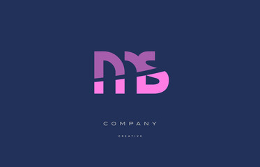 ms m s  pink blue alphabet letter logo icon