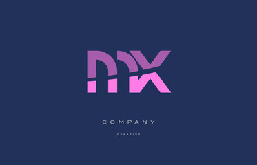mx m x  pink blue alphabet letter logo icon