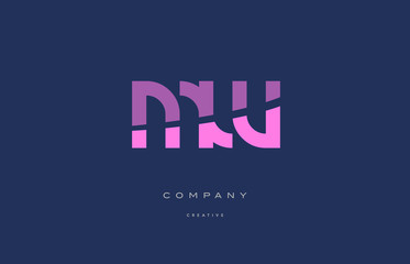 mw m w  pink blue alphabet letter logo icon
