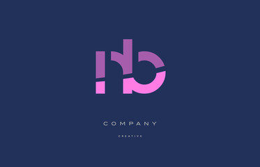 nb n b  pink blue alphabet letter logo icon