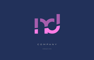 nd n d  pink blue alphabet letter logo icon