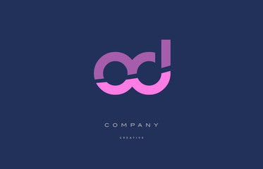 od o d  pink blue alphabet letter logo icon - obrazy, fototapety, plakaty