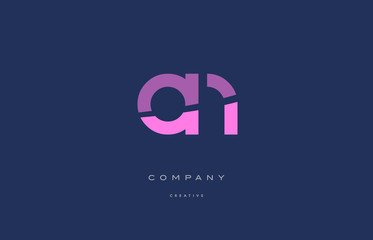 on o n  pink blue alphabet letter logo icon