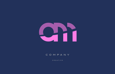 om o m  pink blue alphabet letter logo icon - obrazy, fototapety, plakaty