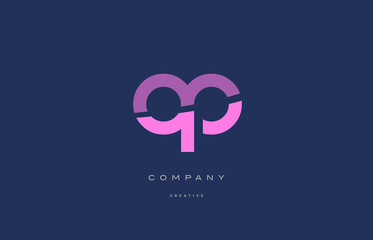 op o p  pink blue alphabet letter logo icon