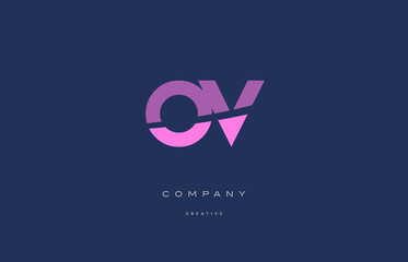 ov o v  pink blue alphabet letter logo icon