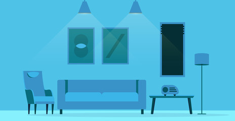 Flat style living room interior design