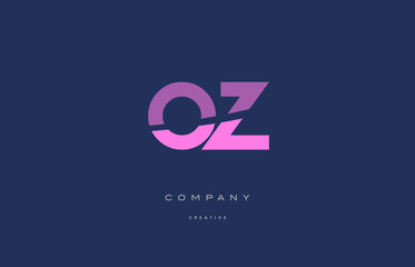 oz o z  pink blue alphabet letter logo icon