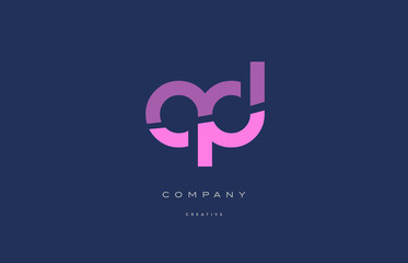 qd q d  pink blue alphabet letter logo icon