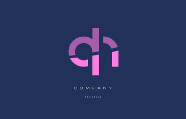 qh g h  pink blue alphabet letter logo icon