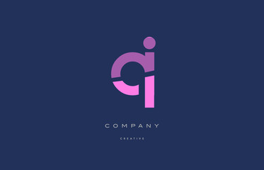 qi q i  pink blue alphabet letter logo icon