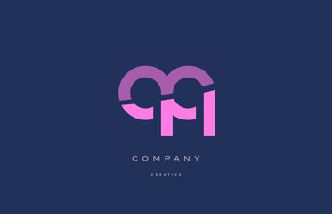 qq q q  pink blue alphabet letter logo icon