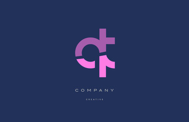 qt q t  pink blue alphabet letter logo icon