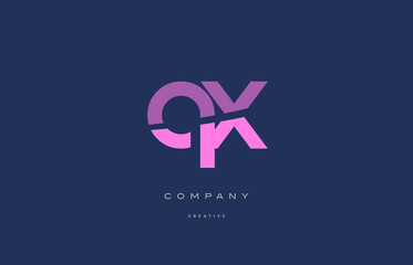 qx q x  pink blue alphabet letter logo icon