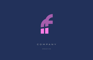 rf r f  pink blue alphabet letter logo icon