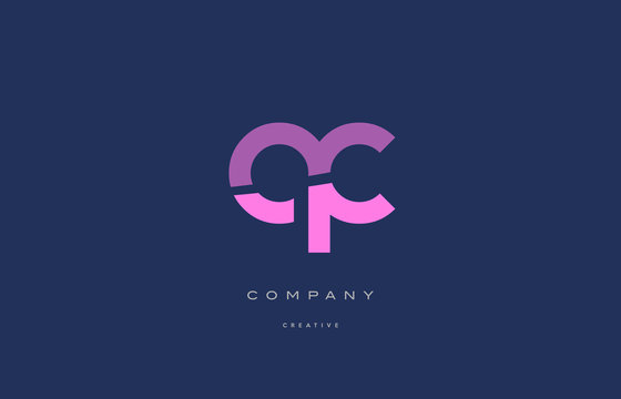 qc q c  pink blue alphabet letter logo icon