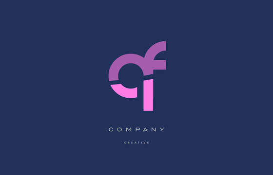 qf q f  pink blue alphabet letter logo icon