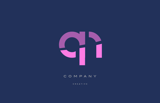 qn q n  pink blue alphabet letter logo icon