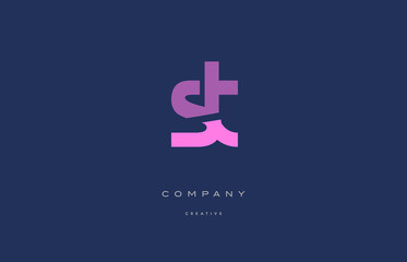 st s t  pink blue alphabet letter logo icon