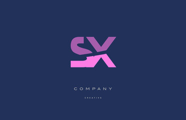 sx s x  pink blue alphabet letter logo icon