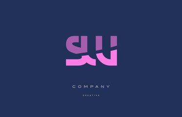 sw s w  pink blue alphabet letter logo icon