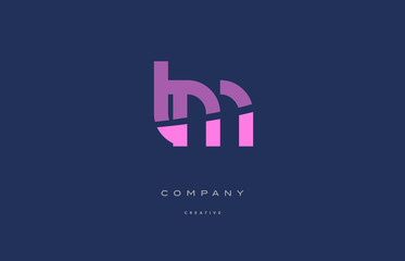 tm t m  pink blue alphabet letter logo icon