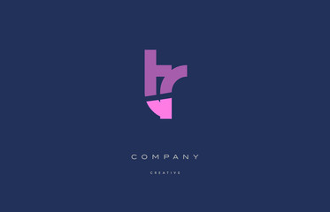 tr t r  pink blue alphabet letter logo icon
