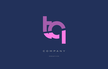 tq t q  pink blue alphabet letter logo icon